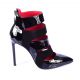 Pumps with multiple crossover straps in patent leather
