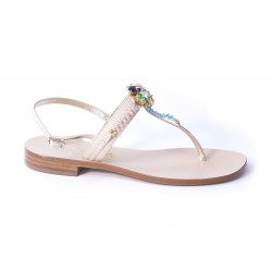 Sandal with multicolored stones