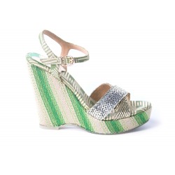 Sandal wedge brocade