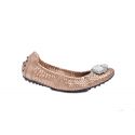 Woven leather ballerina gold pink