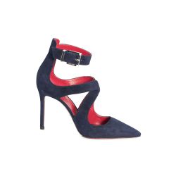 Crossover straps suede pumps