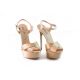 Satin sandal with crossed straps