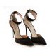 Pumps in satin with ankle strap